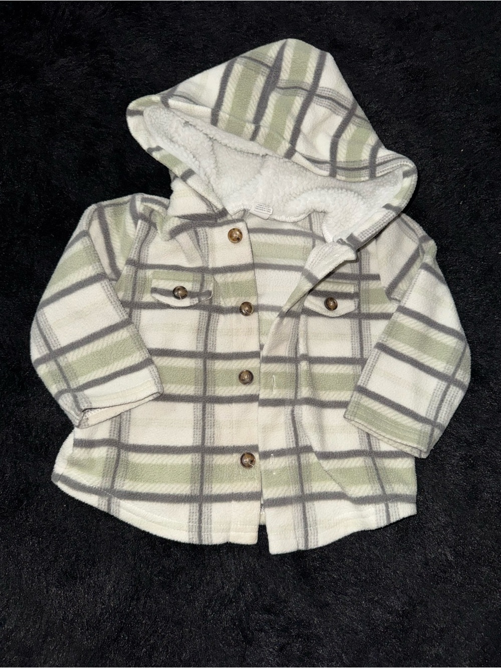PL Baby Sherpa Lined Hooded Plaid Shacket 12M